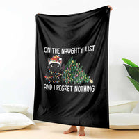 Funny Cat Christmas Throw Blanket On The Naughty List And I Regret Nothing - Wonder Print Shop