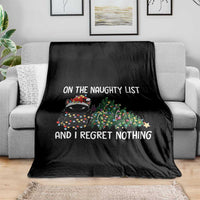 Funny Cat Christmas Throw Blanket On The Naughty List And I Regret Nothing - Wonder Print Shop