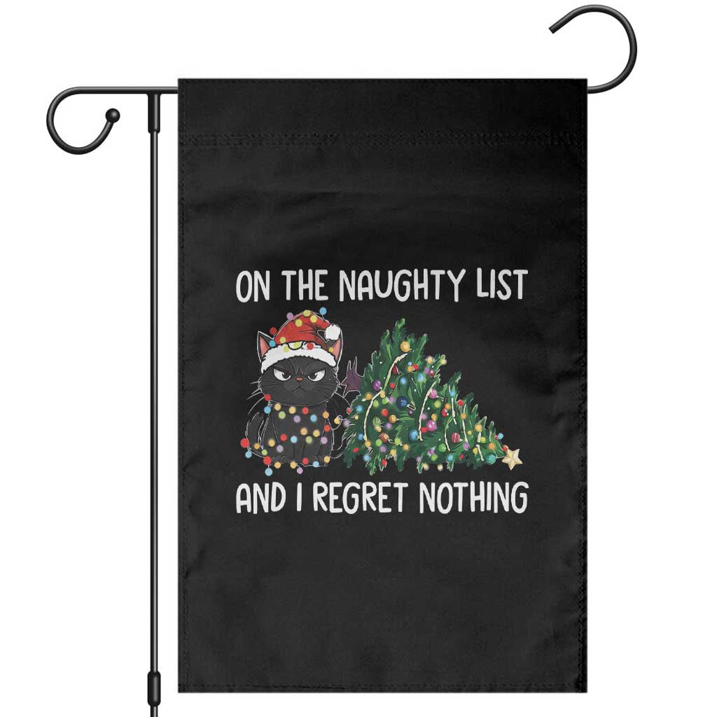 Funny Cat Christmas Garden Flag On The Naughty List And I Regret Nothing - Wonder Print Shop