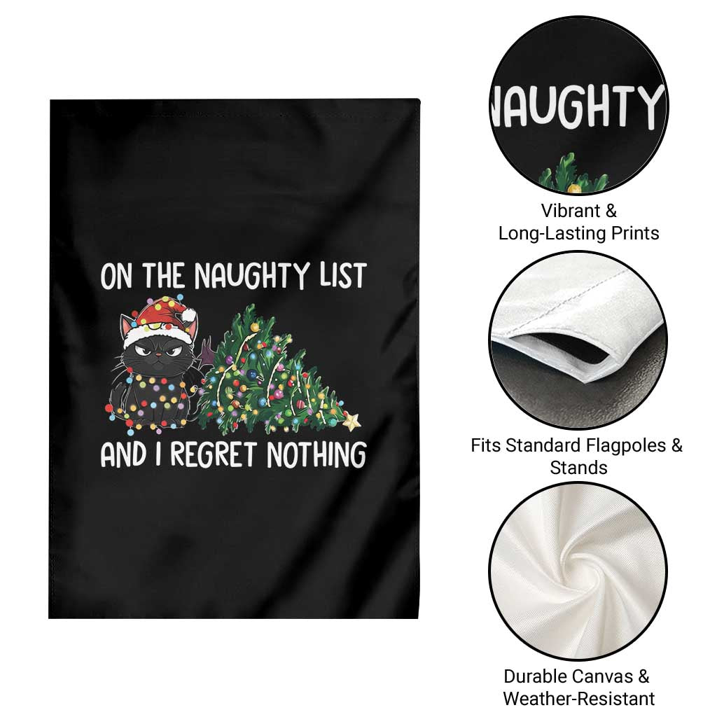 Funny Cat Christmas Garden Flag On The Naughty List And I Regret Nothing - Wonder Print Shop