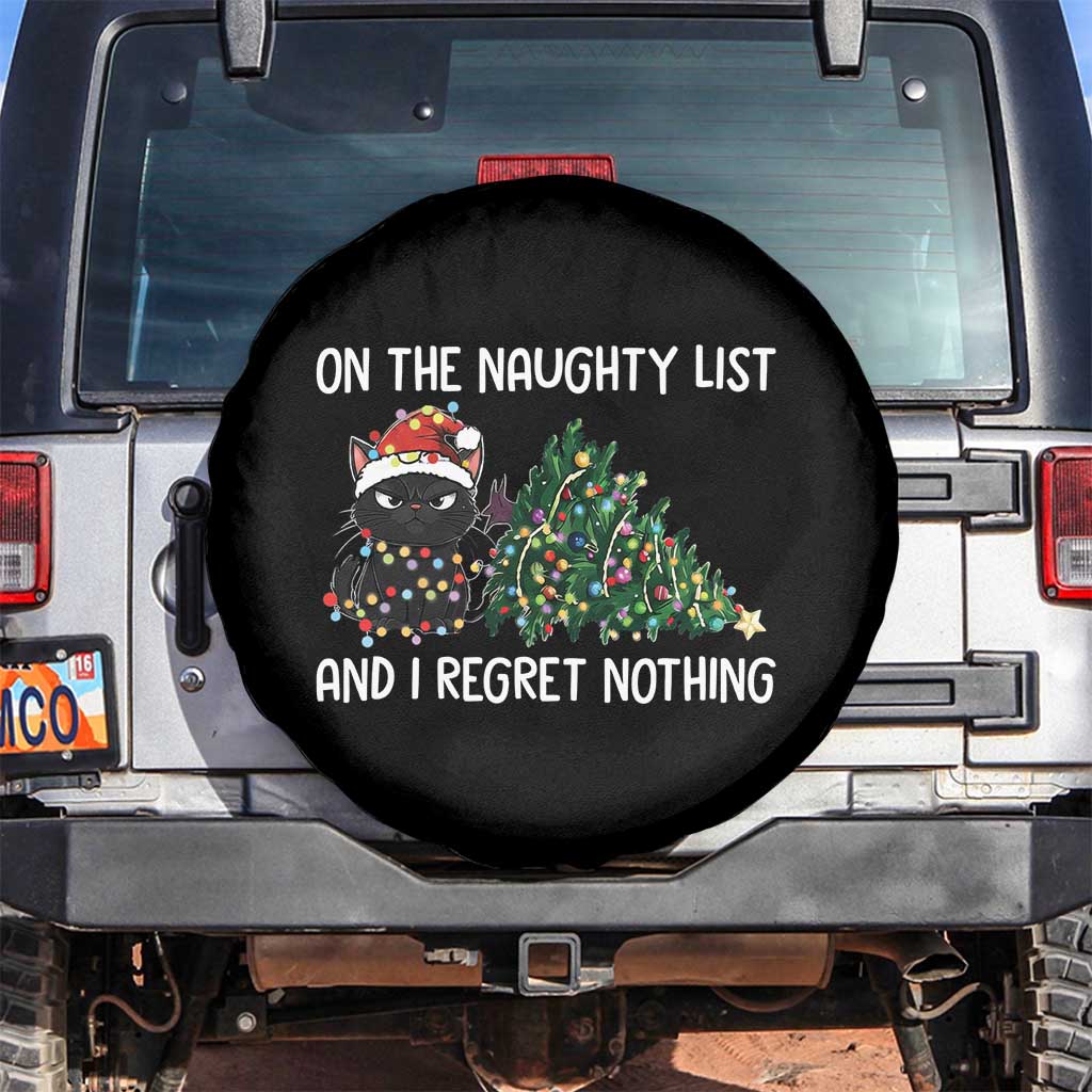 Funny Cat Christmas Spare Tire Cover On The Naughty List And I Regret Nothing - Wonder Print Shop