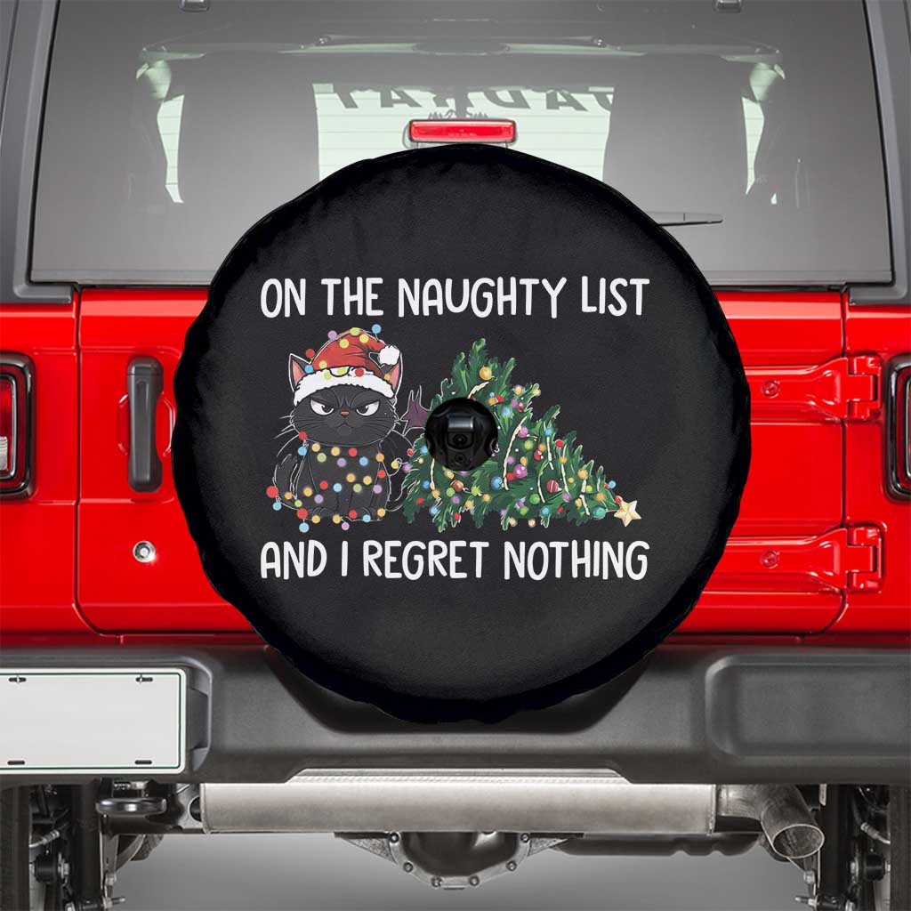 Funny Cat Christmas Spare Tire Cover On The Naughty List And I Regret Nothing - Wonder Print Shop