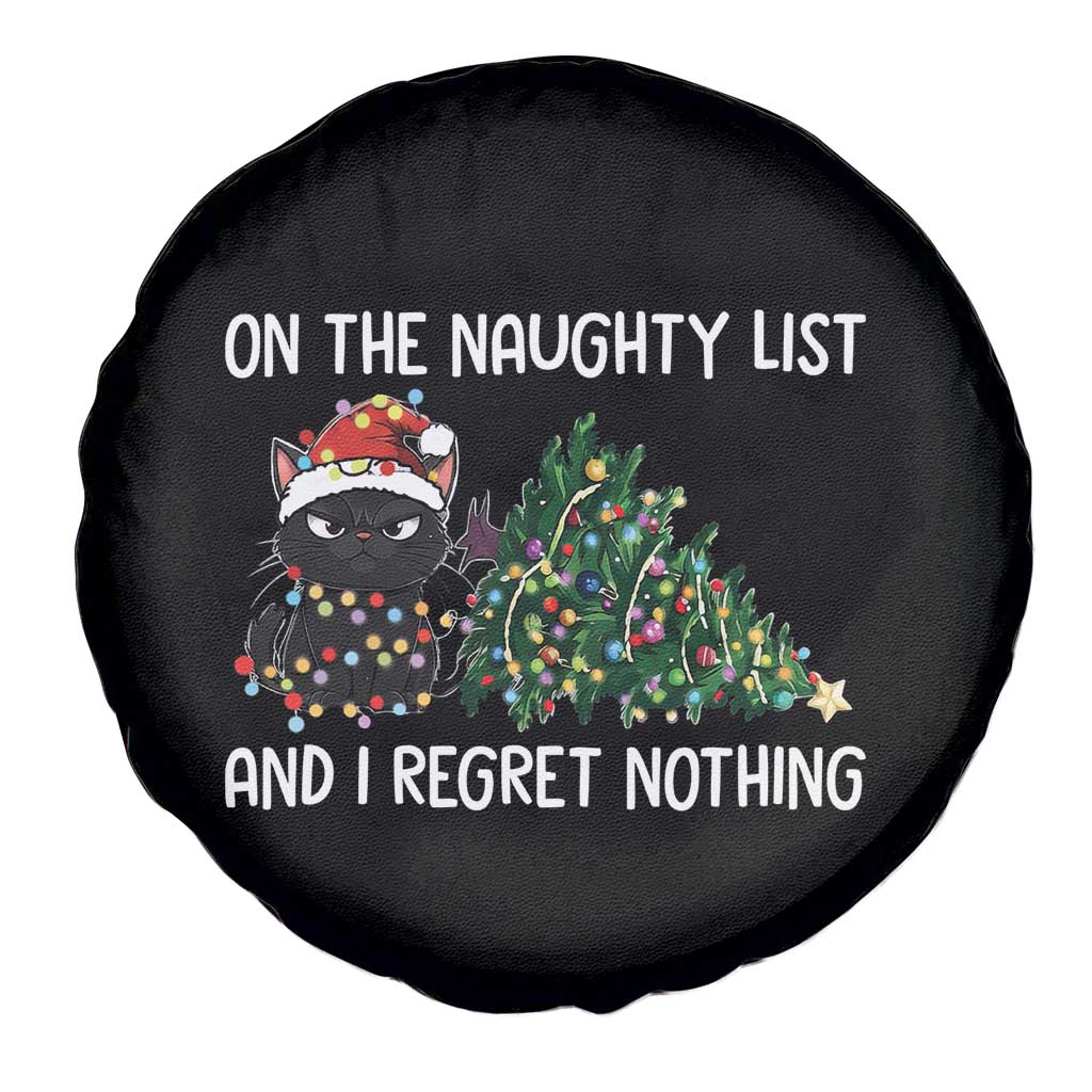 Funny Cat Christmas Spare Tire Cover On The Naughty List And I Regret Nothing - Wonder Print Shop
