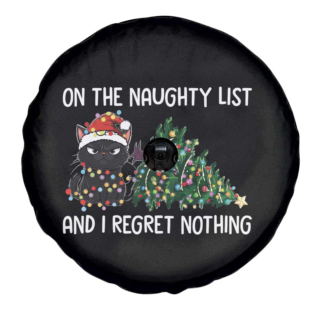 Funny Cat Christmas Spare Tire Cover On The Naughty List And I Regret Nothing - Wonder Print Shop