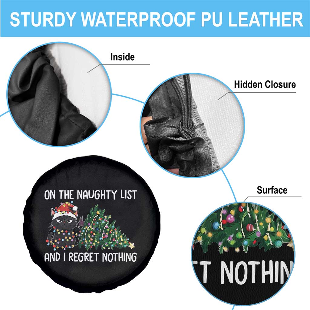 Funny Cat Christmas Spare Tire Cover On The Naughty List And I Regret Nothing - Wonder Print Shop