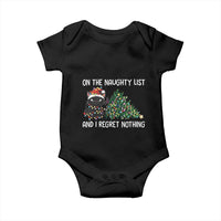 Funny Cat Christmas Baby Onesie On The Naughty List And I Regret Nothing - Wonder Print Shop