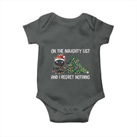 Funny Cat Christmas Baby Onesie On The Naughty List And I Regret Nothing - Wonder Print Shop