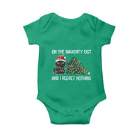 Funny Cat Christmas Baby Onesie On The Naughty List And I Regret Nothing - Wonder Print Shop