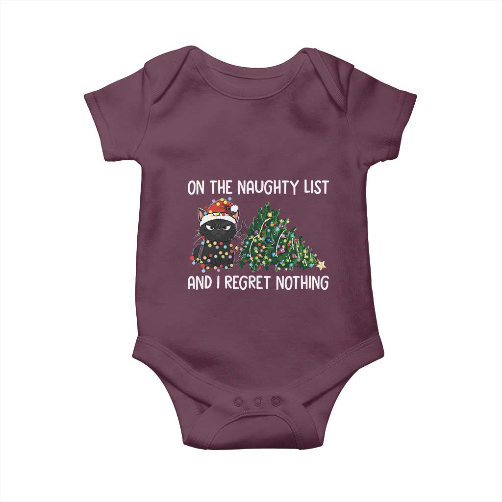 Funny Cat Christmas Baby Onesie On The Naughty List And I Regret Nothing - Wonder Print Shop