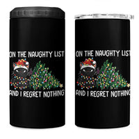 Funny Cat Christmas 4 in 1 Can Cooler Tumbler On The Naughty List And I Regret Nothing - Wonder Print Shop