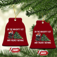 Funny Cat Xmas Ceramic Ornament On The Naughty List And I Regret Nothing - Wonder Print Shop