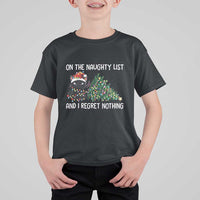 Funny Cat Christmas T Shirt For Kid On The Naughty List And I Regret Nothing - Wonder Print Shop