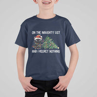Funny Cat Christmas T Shirt For Kid On The Naughty List And I Regret Nothing - Wonder Print Shop