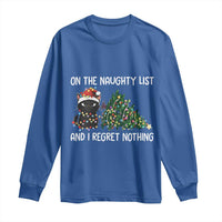 Funny Cat Christmas Long Sleeve Shirt On The Naughty List And I Regret Nothing - Wonder Print Shop