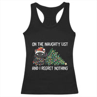 Funny Cat Christmas Racerback Tank Top On The Naughty List And I Regret Nothing - Wonder Print Shop