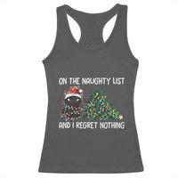 Funny Cat Christmas Racerback Tank Top On The Naughty List And I Regret Nothing - Wonder Print Shop