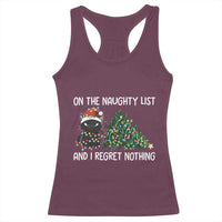 Funny Cat Christmas Racerback Tank Top On The Naughty List And I Regret Nothing - Wonder Print Shop