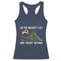 Funny Cat Christmas Racerback Tank Top On The Naughty List And I Regret Nothing - Wonder Print Shop