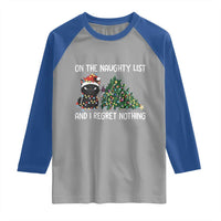 Funny Cat Christmas Raglan Shirt On The Naughty List And I Regret Nothing - Wonder Print Shop