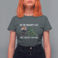 Funny Cat Christmas T Shirt For Women On The Naughty List And I Regret Nothing - Wonder Print Shop