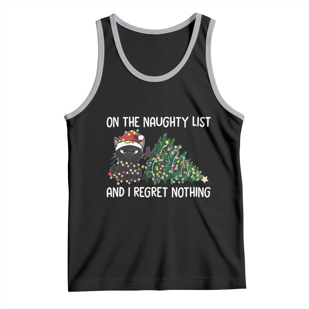 Funny Cat Christmas Tank Top On The Naughty List And I Regret Nothing - Wonder Print Shop