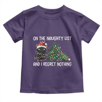 Funny Cat Christmas Toddler T Shirt On The Naughty List And I Regret Nothing - Wonder Print Shop