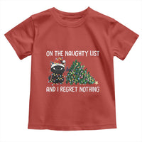 Funny Cat Christmas Toddler T Shirt On The Naughty List And I Regret Nothing - Wonder Print Shop