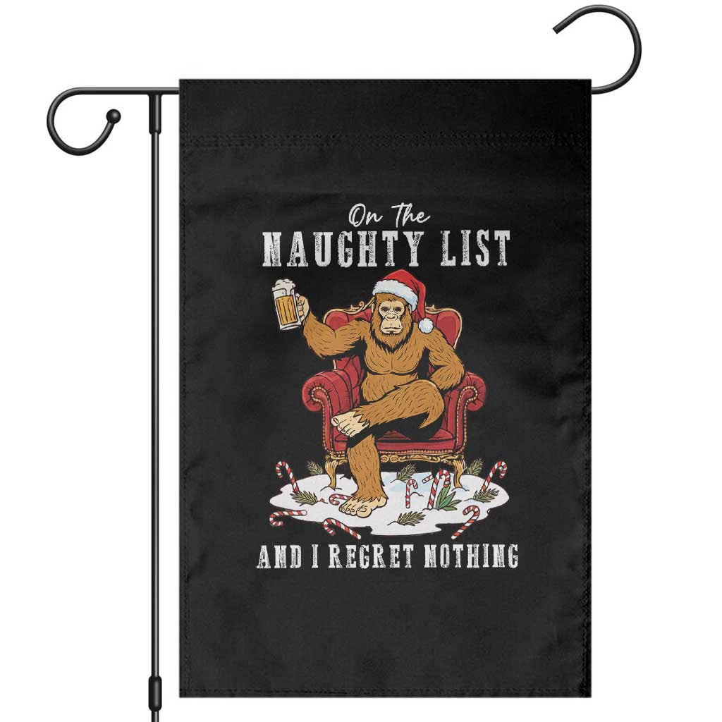 Funny Bigfoot Christmas Garden Flag On The Naughty List And I Regret Nothing - Wonder Print Shop