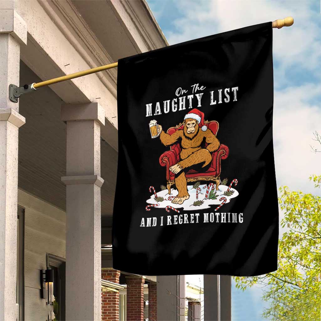 Funny Bigfoot Christmas Garden Flag On The Naughty List And I Regret Nothing - Wonder Print Shop