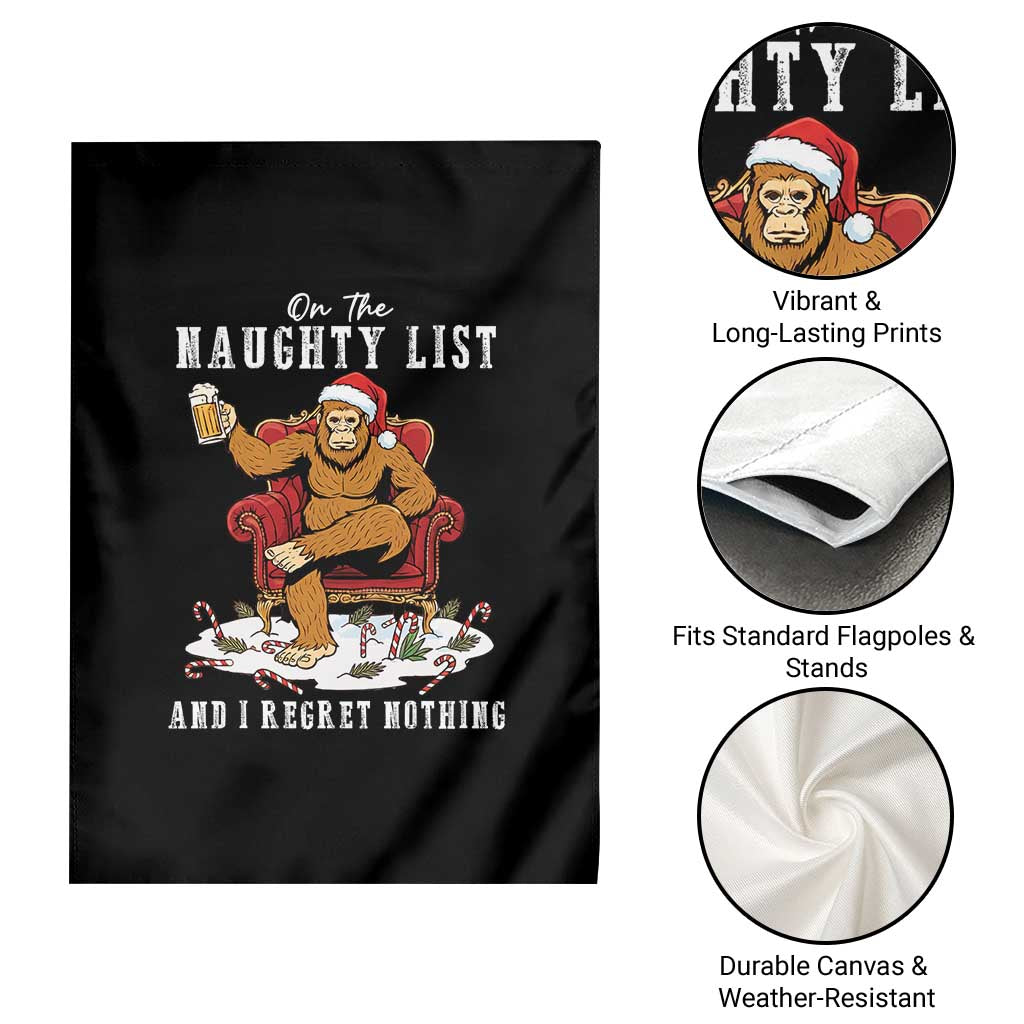 Funny Bigfoot Christmas Garden Flag On The Naughty List And I Regret Nothing - Wonder Print Shop