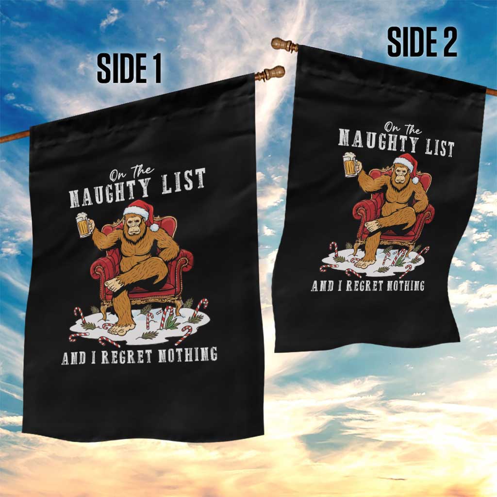 Funny Bigfoot Christmas Garden Flag On The Naughty List And I Regret Nothing - Wonder Print Shop