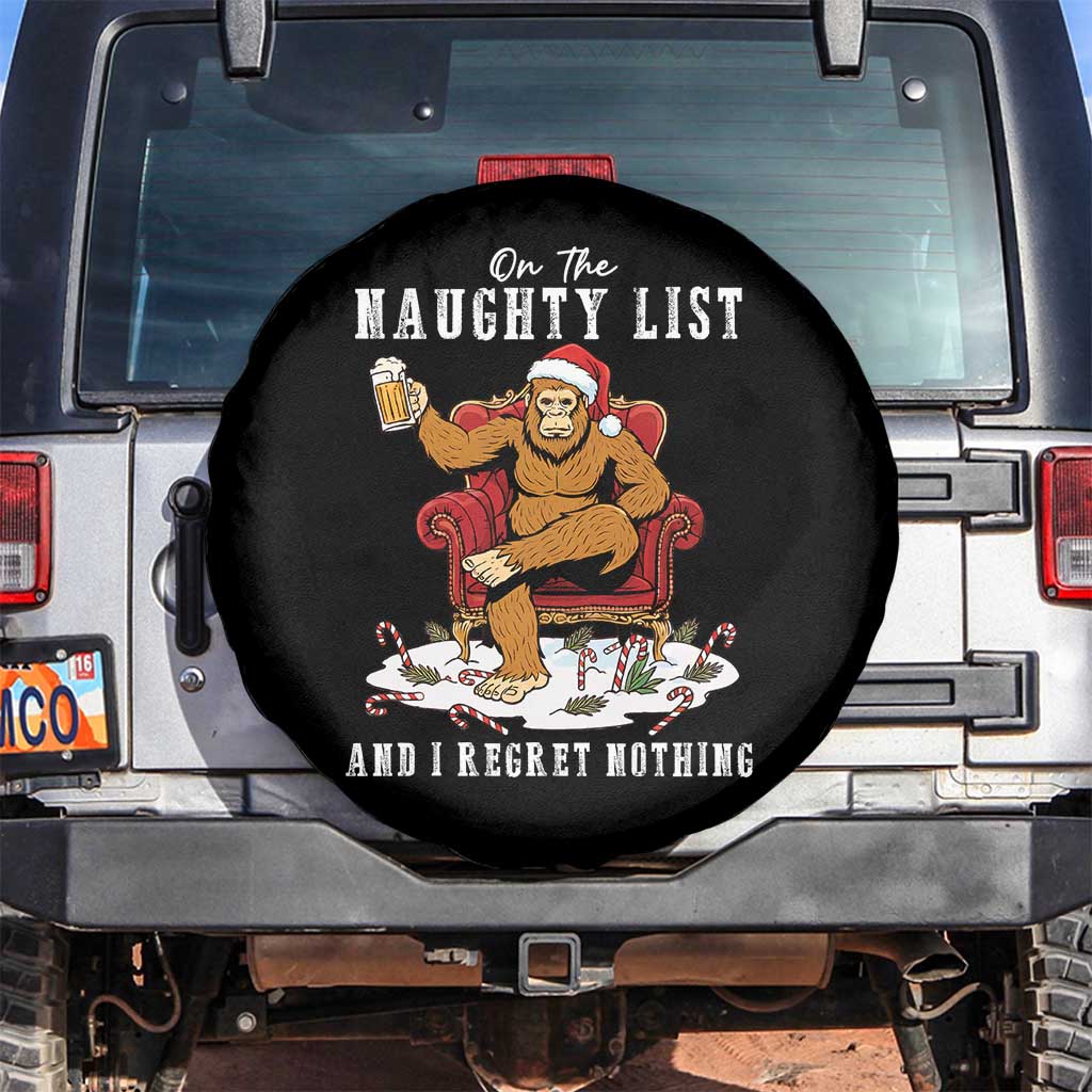 Funny Bigfoot Christmas Spare Tire Cover On The Naughty List And I Regret Nothing - Wonder Print Shop