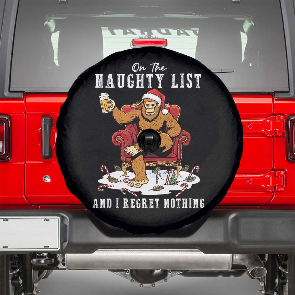 Funny Bigfoot Christmas Spare Tire Cover On The Naughty List And I Regret Nothing - Wonder Print Shop