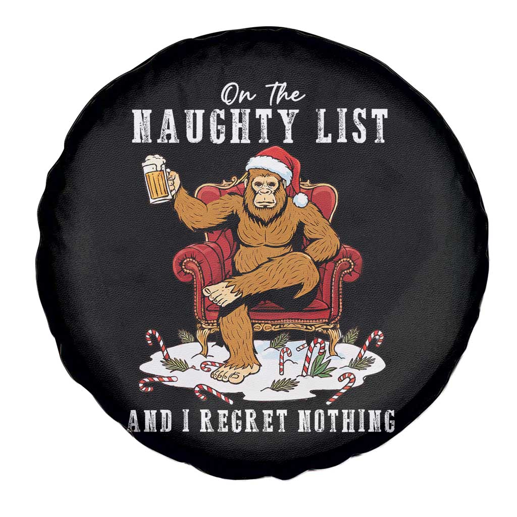 Funny Bigfoot Christmas Spare Tire Cover On The Naughty List And I Regret Nothing - Wonder Print Shop