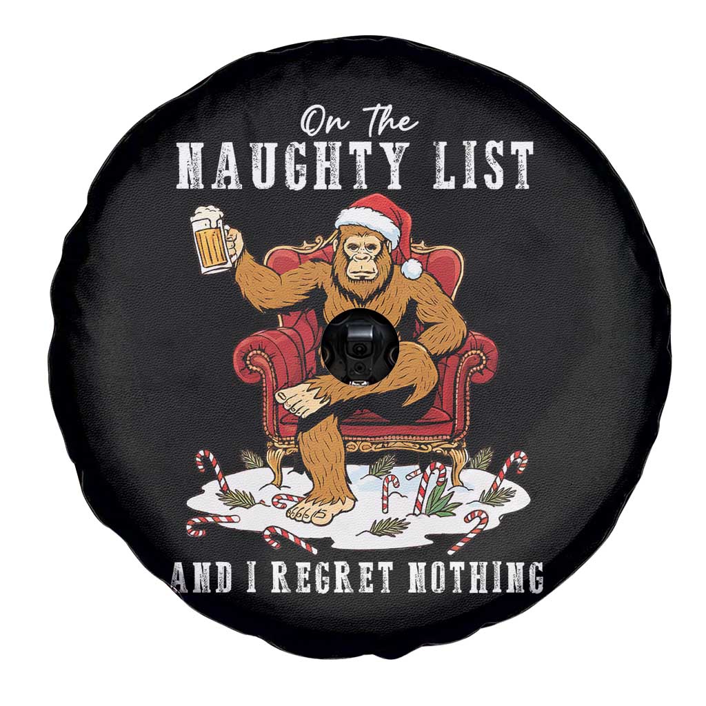Funny Bigfoot Christmas Spare Tire Cover On The Naughty List And I Regret Nothing - Wonder Print Shop