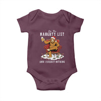 Funny Bigfoot Christmas Baby Onesie On The Naughty List And I Regret Nothing - Wonder Print Shop