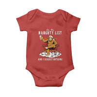Funny Bigfoot Christmas Baby Onesie On The Naughty List And I Regret Nothing - Wonder Print Shop