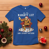 Funny Bigfoot Christmas T Shirt On The Naughty List And I Regret Nothing - Wonder Print Shop