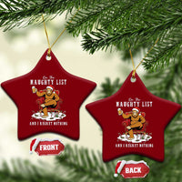 Funny Bigfoot Xmas Ceramic Ornament On The Naughty List And I Regret Nothing - Wonder Print Shop