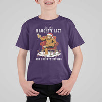 Funny Bigfoot Christmas T Shirt For Kid On The Naughty List And I Regret Nothing - Wonder Print Shop