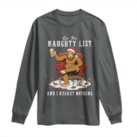 Funny Bigfoot Christmas Long Sleeve Shirt On The Naughty List And I Regret Nothing - Wonder Print Shop
