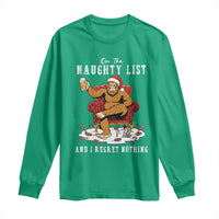 Funny Bigfoot Christmas Long Sleeve Shirt On The Naughty List And I Regret Nothing - Wonder Print Shop