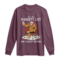 Funny Bigfoot Christmas Long Sleeve Shirt On The Naughty List And I Regret Nothing - Wonder Print Shop