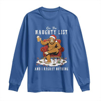 Funny Bigfoot Christmas Long Sleeve Shirt On The Naughty List And I Regret Nothing - Wonder Print Shop