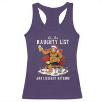 Funny Bigfoot Christmas Racerback Tank Top On The Naughty List And I Regret Nothing - Wonder Print Shop