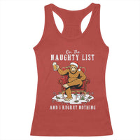 Funny Bigfoot Christmas Racerback Tank Top On The Naughty List And I Regret Nothing - Wonder Print Shop