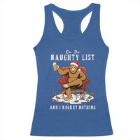 Funny Bigfoot Christmas Racerback Tank Top On The Naughty List And I Regret Nothing - Wonder Print Shop
