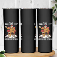 Funny Bigfoot Christmas Skinny Tumbler On The Naughty List And I Regret Nothing - Wonder Print Shop