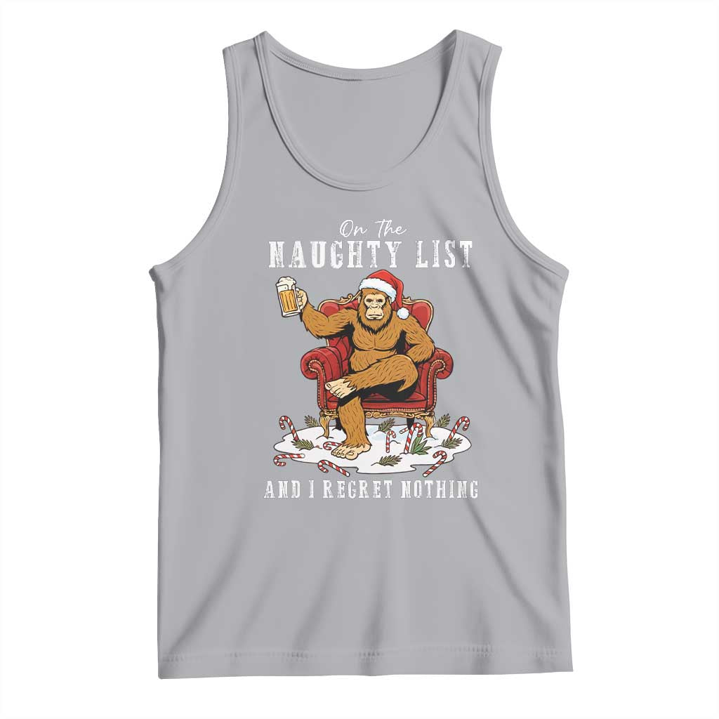 Funny Bigfoot Christmas Tank Top On The Naughty List And I Regret Nothing - Wonder Print Shop