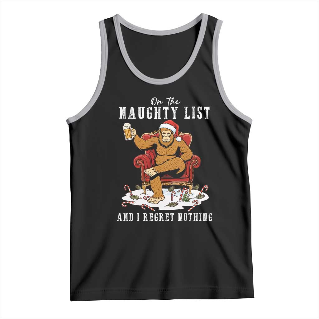 Funny Bigfoot Christmas Tank Top On The Naughty List And I Regret Nothing - Wonder Print Shop